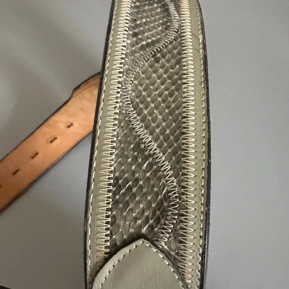 Nocona Belt Mens 40 Genuine Anaconda Snakeskin Western Wil-Aren Trophy Buckle